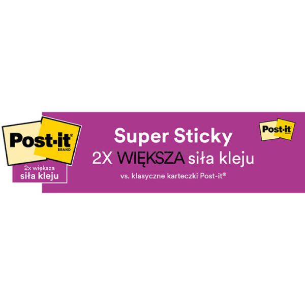 Post-It Karteczki samoprzylepne Super Sticky, 47,6x47,6mm, 12x90 kart., paleta Carnival  - 7