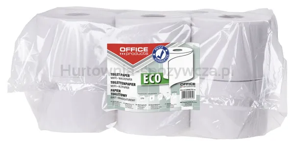 Papier Toaletowy Makulaturowy Office Products, 2-Warstwowy, 63M, 12Szt., Biały