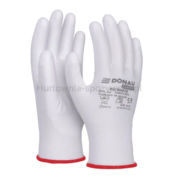 Rękawice DONAU SAFETY PU White, kat. II, rozm. 6, białe