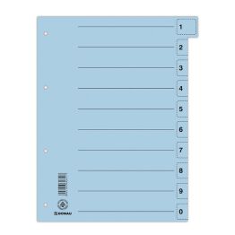 Donau Przekładka karton A4, 235x300mm, 0-9, 1 karta z perforacją, niebieska 