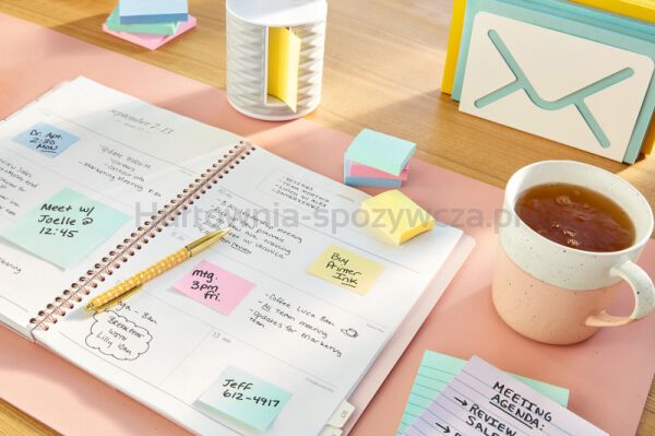 Bloczek samoprzylepny ekologiczny POST-IT® (654-1T), 76x76mm, 16x100 kart., żółty - 4