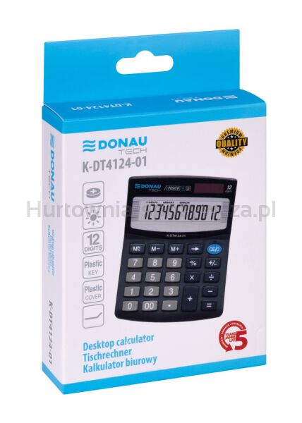 Donau Kalkulator biurowy TECH, 12-cyfr. wyświetlacz, wym. 122x100x32 mm, czarny  - 4