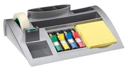 Organizer na biurko POST-IT® (C50) srebrny + karteczki samoprzylepne, zakładki indeksujące i taśma GRATIS