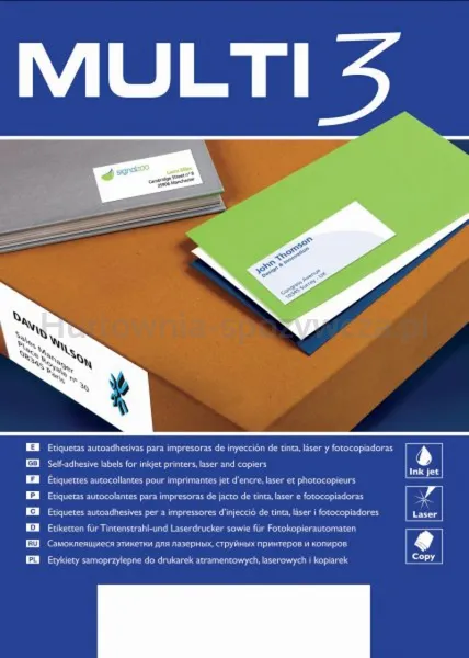 Multi 3 Etykiety Uniwersalne 48,5X16,9Mm, Prostokątne, Białe 100 Ark. 