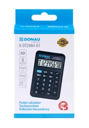 Kalkulator kieszonkowy DONAU TECH, 8-cyfr. wyświetlacz, wym. 97x62x11 mm, czarny