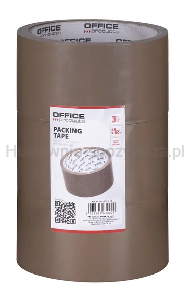 Taśma pakowa OFFICE PRODUCTS, 48mm x 50y, 36mic, 3szt., brązowa
