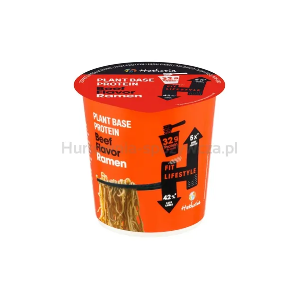 Danie błyskawiczne wysokobiałkowe z makaronem ramen o smaku wołowiny 62g