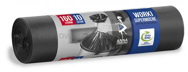 Anna Zaradna Worki Na Śmieci Supermocne Ldpe 160L 10Szt. Czarne