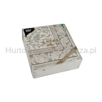 Serwetki, &quotROYAL Collection&quot, składane w 1/4, 40 cm x 40 cm, szary, &quotOrnaments&quot, 50 szt.