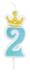 Świeczka PARTY GO, cyfra 2, 6,8cm, niebieska