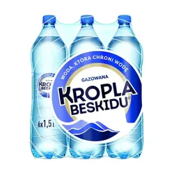 KROPLA BESKIDU gazowana 1,5l<br>(w tym +0,50 zł/szt. zwrotnej kaucji)