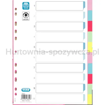 Oxford Przekładki kartonowe kolorowe 10 stron A4 