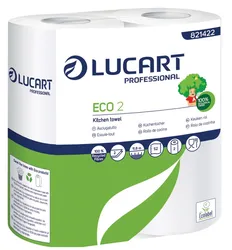 Ręczniki papierowe białe 2 rolki, 2 warstwy, 11.8m, 52 listków, ecolabel