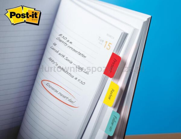 Post-It Zakładki indeksujące do archiwizacji (686-PGOEU), PP, silne, 38x25mm, 3x22 kart., mix kolorów  - 5