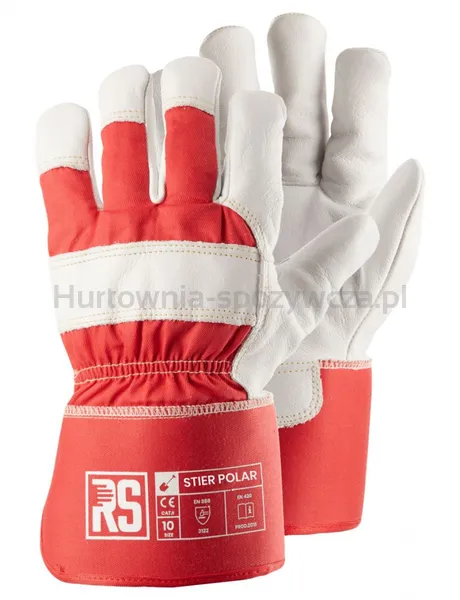 Rękawice ocieplane RS Stier Polar, typu doker, rozm. 11, czerwono-białe