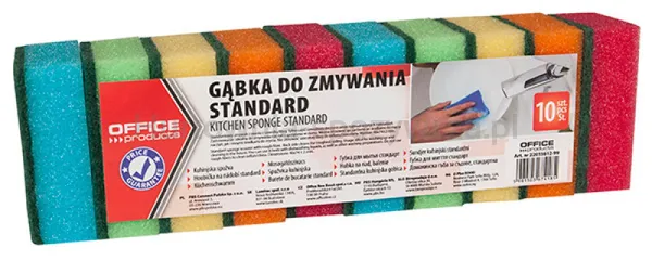 Gąbka Do Zmywania Office Products Standard, 10Szt., Mix Kolorów