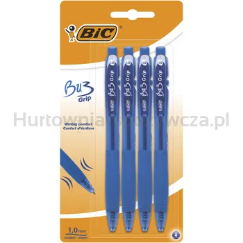 Bic Długopis BU3 Grip automatyczny niebieski blister 4 sztuki