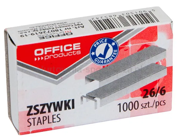 Zszywki Office Products, 26/6, 1000Szt.