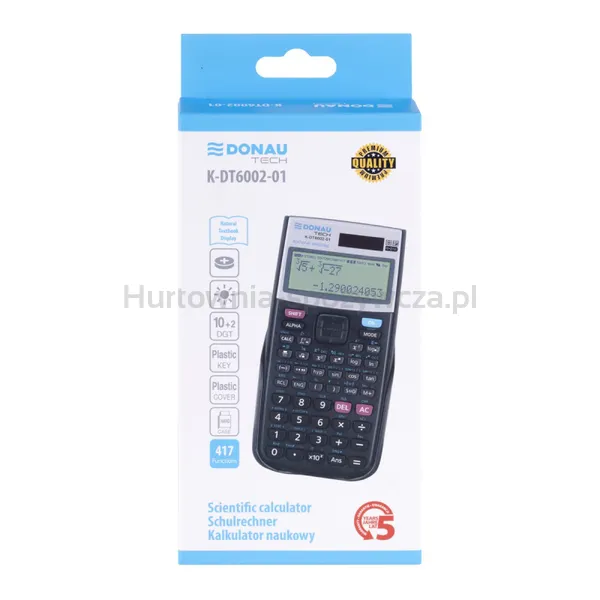 Kalkulator naukowy DONAU TECH, natur. zapis, 417 funkcji, 164x84x19 mm, czarny