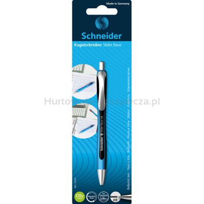 Długopis automatyczny SCHNEIDER Slider Rave, XB, 1szt., blister, czarny