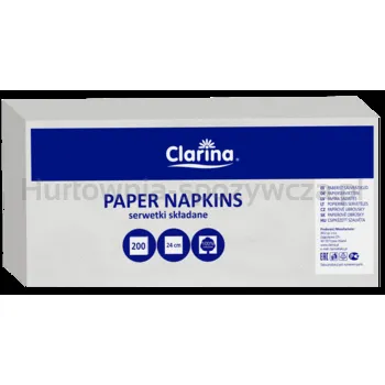 Serwetki gastronomiczne białe 24x24 200szt 1/4 dwuwarstwowe Clarina