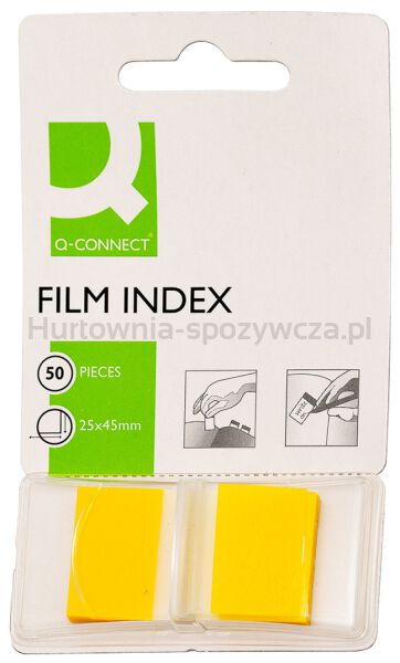 Q-Connect Zakładki indeksujące PP, 25,4x43,7mm, 50 kart., żółte 