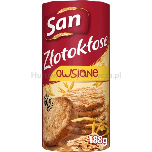 Ciastka złotokłose SAN, owsiane, 188g
