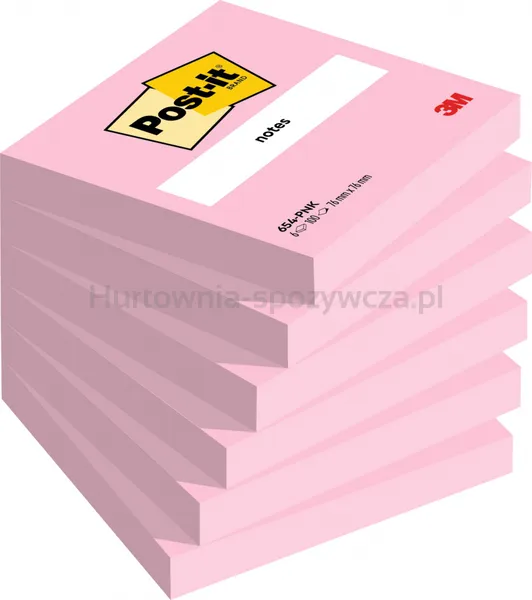 Post-It Karteczki samoprzylepne 76x76mm, 6x100 kart., różowe 