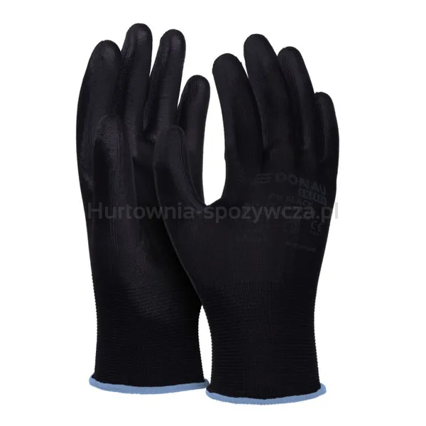 Rękawice Donau Safety Pu Black, Kat. Ii, Rozm. 9, Czarne