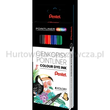 Cienkopisy Pentel Pointliner W 4 Kolorach S40