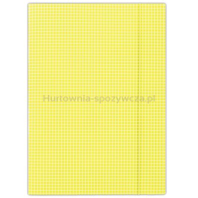 Donau Teczka z gumką karton, A4, 400gsm, 3-skrz., żółta w kratę 