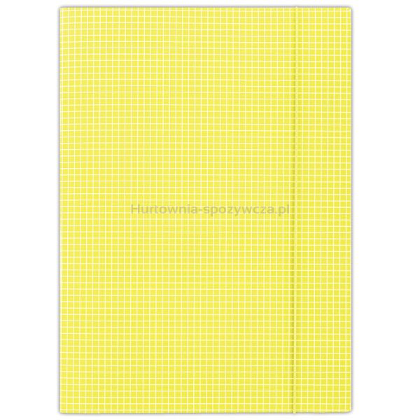 Donau Teczka z gumką karton, A4, 400gsm, 3-skrz., żółta w kratę 