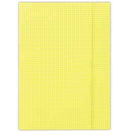 Donau Teczka z gumką karton, A4, 400gsm, 3-skrz., żółta w kratę 