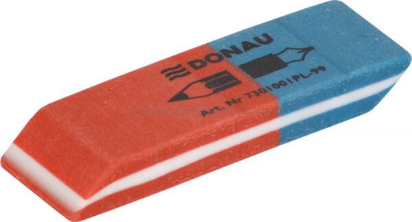 Donau Gumka wielofunkcyjna 57x19x8mm, blister - 2szt., niebiesko-czerwona  - 2