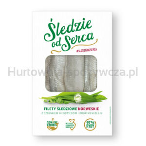 Śledzie od Serca Filety śledziowe norweskie z czosnkiem niedźwiedzim dodatkiem oleju 200 g