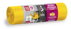 Worki na śmieci z uszami ANNA ZARADNA, zapach cytrusów, 60 l, 16 szt., żółty