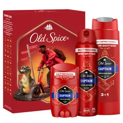 Old Spice Zestaw Podarunkowy Z Dezodorantem W Sztyfcie, Sprayem I Żelem Pod Prysznic Captain