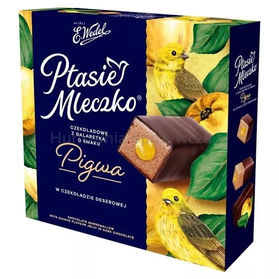 Wedel Ptasie mleczko czekoladowe z galaretką o smaku pigwowym w czekoladzie deserowej 340g