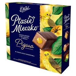 Wedel Ptasie mleczko czekoladowe z galaretką o smaku pigwowym w czekoladzie deserowej 340g