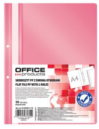 Office Products Skoroszyt, PP, A4, 2 otwory, 100/170mikr., wpinany, różowy 