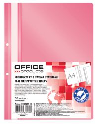 Office Products Skoroszyt, PP, A4, 2 otwory, 100/170mikr., wpinany, różowy 