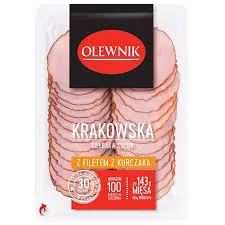 Krakowska kiełbasa sucha z filetem z kurczaka plastry 90 g Olewnik