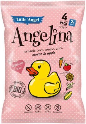 Chrupki kukurydziane ANGELINA marchew i jabłko od 7 miesiąca BEZGL. BIO 4x15g