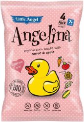 Chrupki kukurydziane ANGELINA marchew i jabłko od 7 miesiąca BEZGL. BIO 4x15g