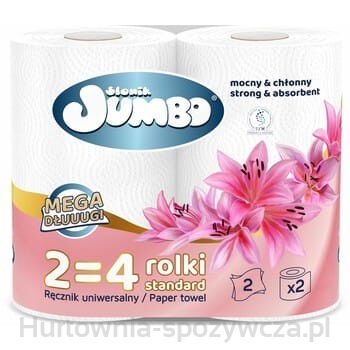 Słonik Jumbo Ręcznik Papierowy Biały 2=4 2 Rolki 2-Warstwowy