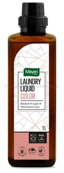 Płyn do prania z wodą miętową color , rabarbar-jabłko, wegański, certyfikowany ecolabel 1 l