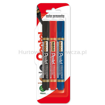 Pentel Marker perMenetny z okrągłą końcówką N850 - czarny, czerwony i niebieski