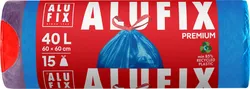 Worki na śmieci ALUFIX, ze ściągaczem, LDPE, 60x60cm, 40l, 15 szt., niebieskie