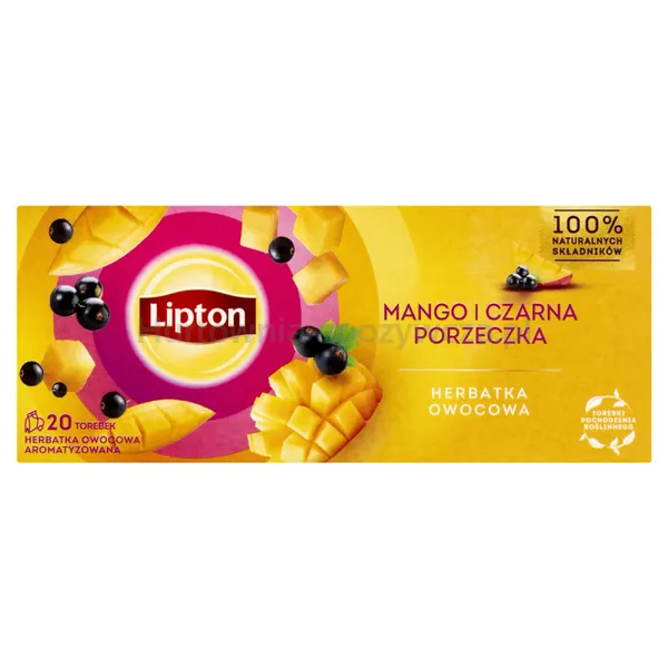 Lipton Herbata owocowa, mango i czarna porzeczka, 20 torebek