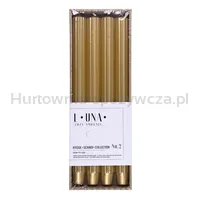 Świeca Stołowa Długa Ryflowana Donau Home, Lakierowana, 25X300 Mm, 4 Szt., Złota - 2